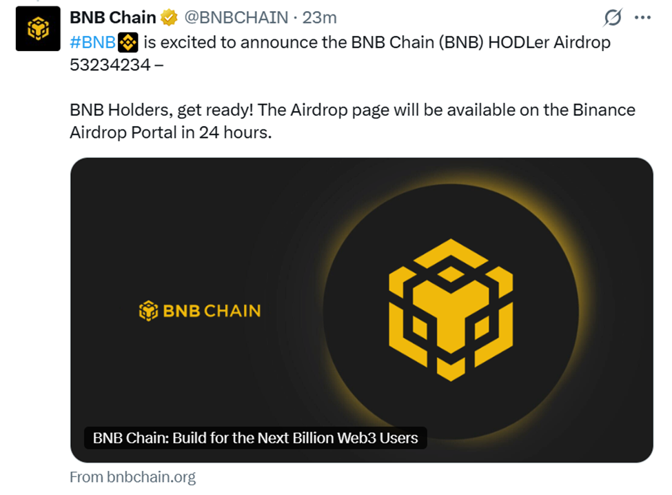 Conta oficial da BNB Chain no X é invadida e divulga golpe de phishing; CZ orienta usuários a não conectar carteiras - Imagem do artigo original