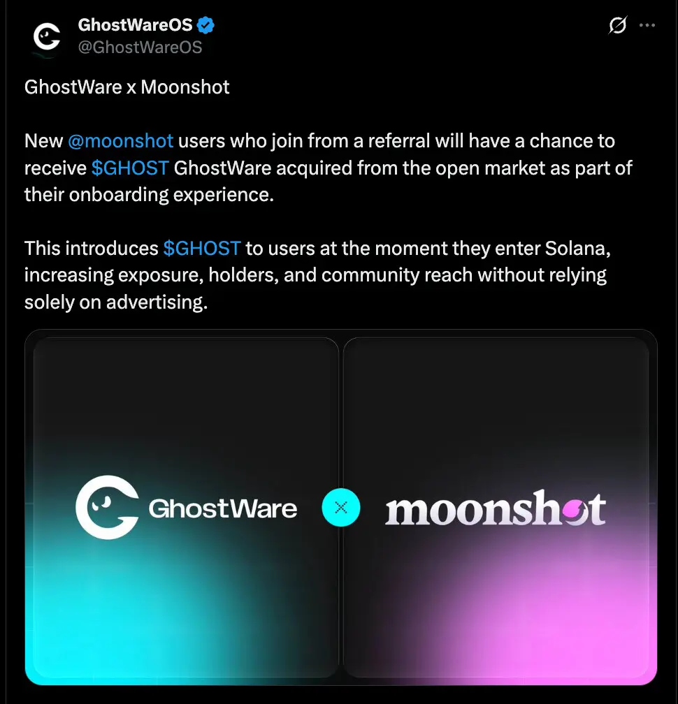 GhostWareOS fecha parceria com Moonshot e leva token $GHOST a 20 milhões de usuários - Imagem do artigo original